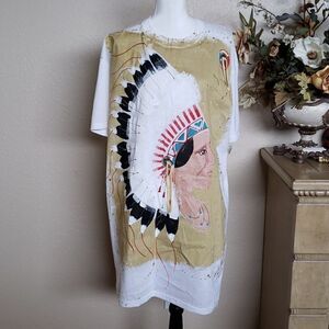 FRESH PAINT Vintage Hand Painted tunic,  One Size